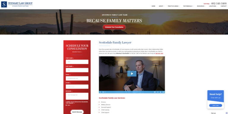 Landing page for Stewart Law Group