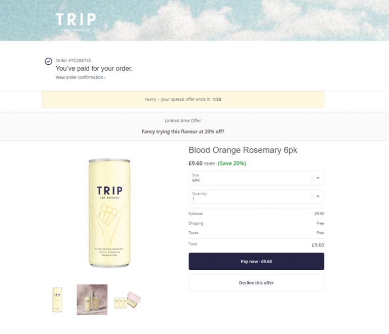 An upselling example on the Trip website, showing a limited-time offer