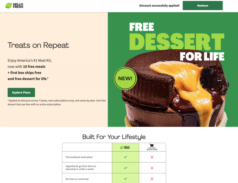 Click-through landing page example