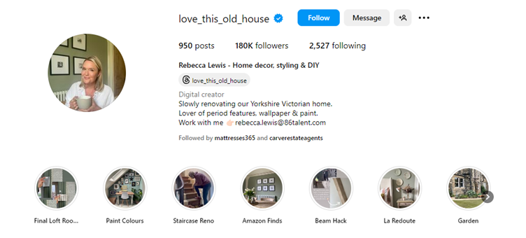 Instagram profile for Love This Old House