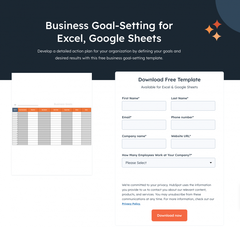 Lead magnet landing page