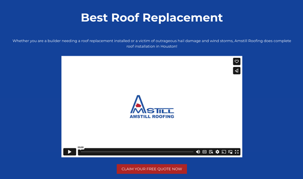 Roofer PPC landing page example