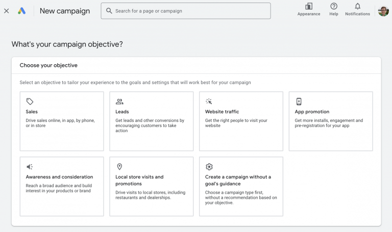 google-ads-campaign-objectives