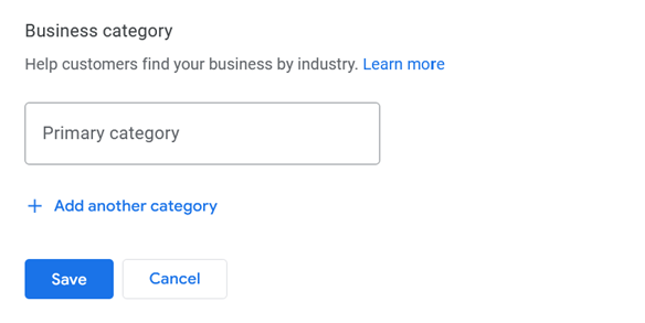 Adding a primary category for your business on Google Business Profile