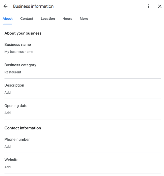 Adding business information on Google Business Profile