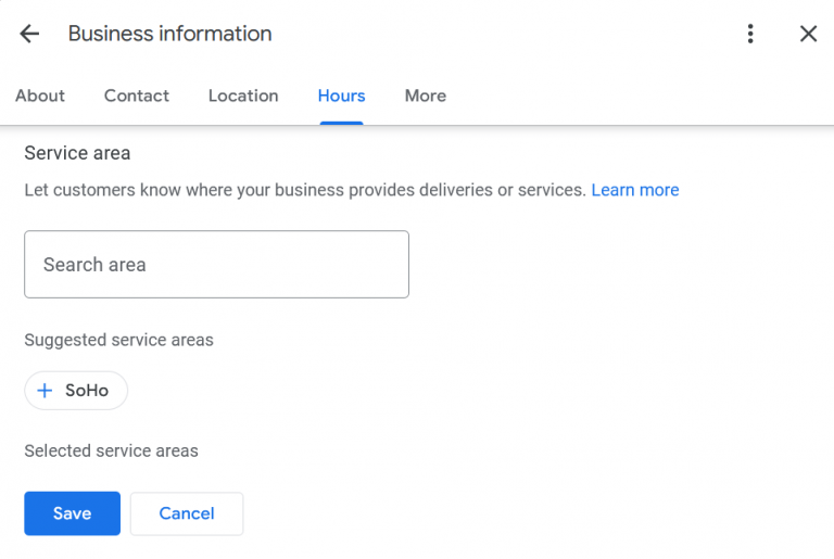 Adding service area information on Google Business Profile