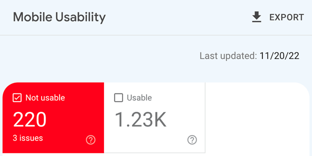 Mobile usability report