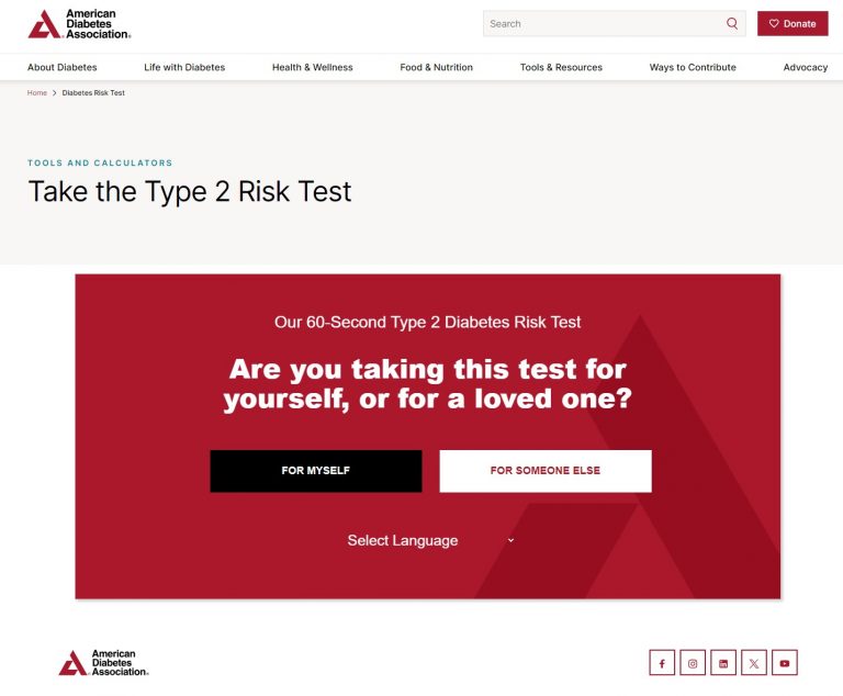 Interactive quiz on the American Diabetes Association website