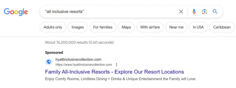 Example of ad copy in a Google Search ad