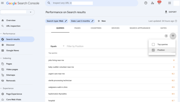 performance on search results