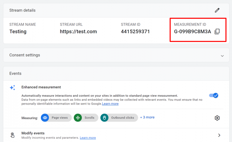 Measurement ID on Google Analytics 4