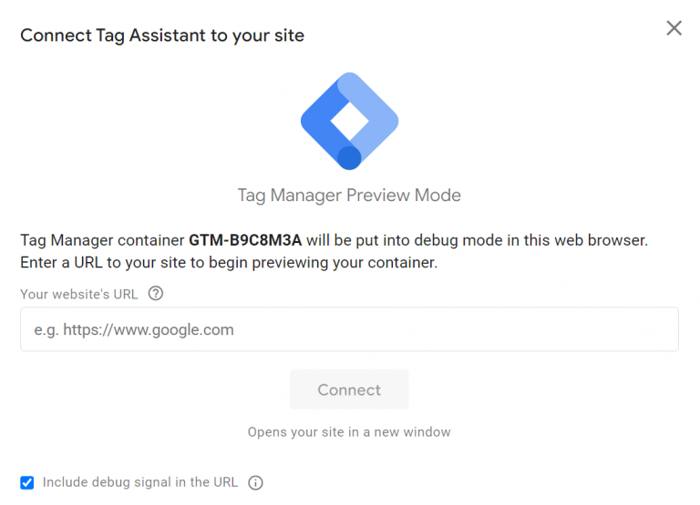 Connect Google Tag Assistant to your site