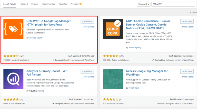 Google Tag Manager WordPress plugin – GTM4WP