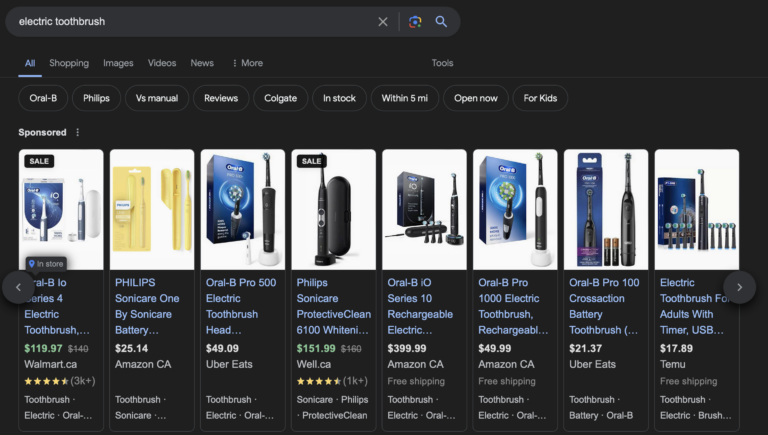 Electric toothbrush search results