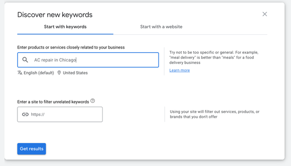 Google Keyword Planner SEO keyword research