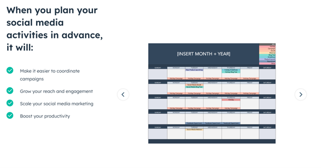 HubSpot landing page content
