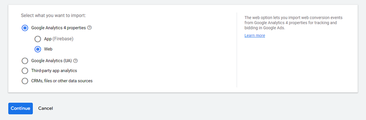 Import conversions in Google Ads