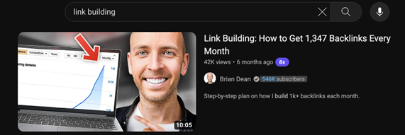 Link building YouTube search