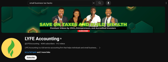 Lyfe Accounting YouTube channel