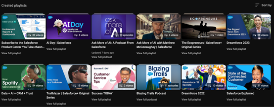 Salesforce YouTube playlists
