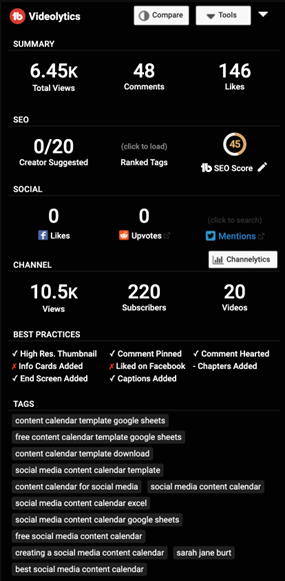 TubeBuddy Video Analytics