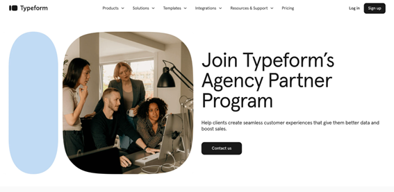 TypeForm landing page example