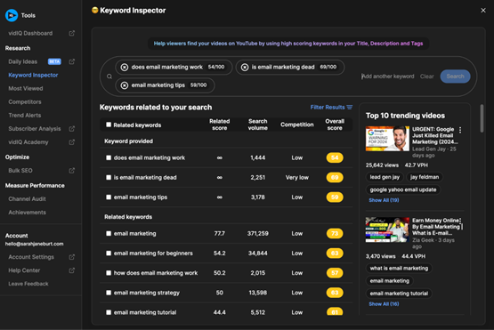 VidIQ Keyword Inspector