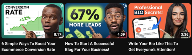 YouTube thumbnail examples