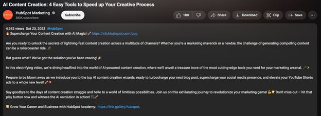 YouTube video description example