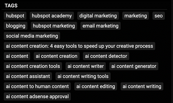 YouTube video tag examples