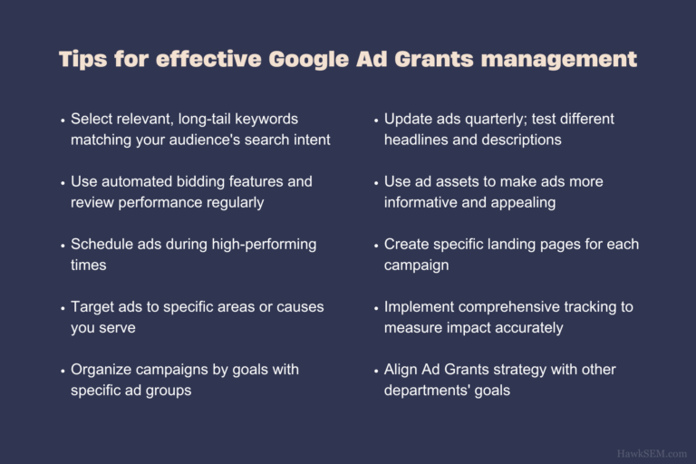 Tips for effective Google Ad Grants management