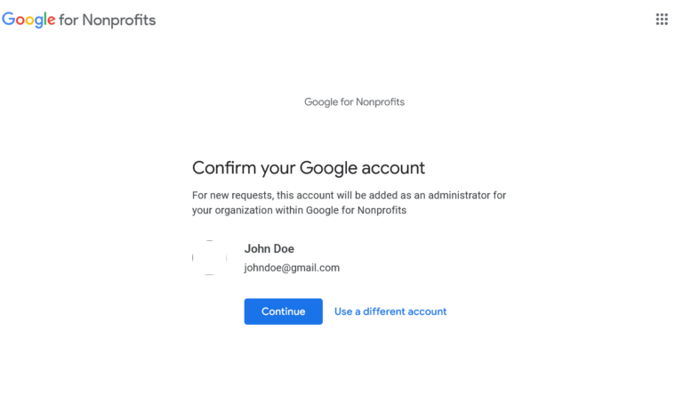 Confirm your Google account to apply for Google Ad Grants