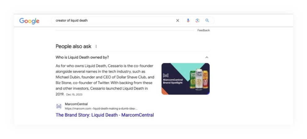 Liquid Death Brand AI Overview SEO