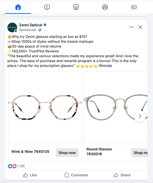 Facebook screenshot