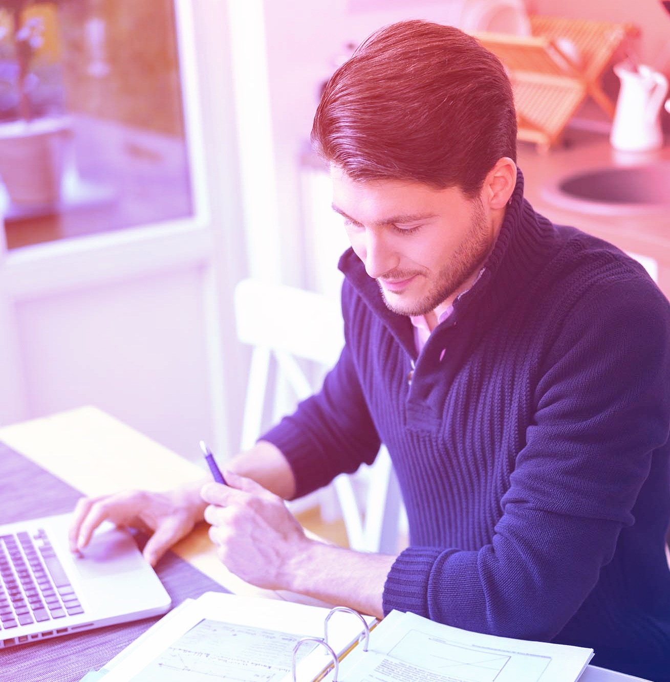 Man studying for finance class