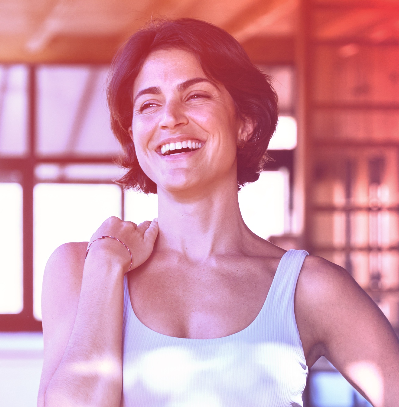 Happy medspa patient